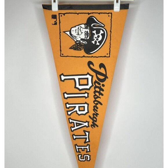Pittsburg Pirates MLB Full Size 30x12 VTG Pennant Yellow Felt w/White & Black - Picture 1 of 11